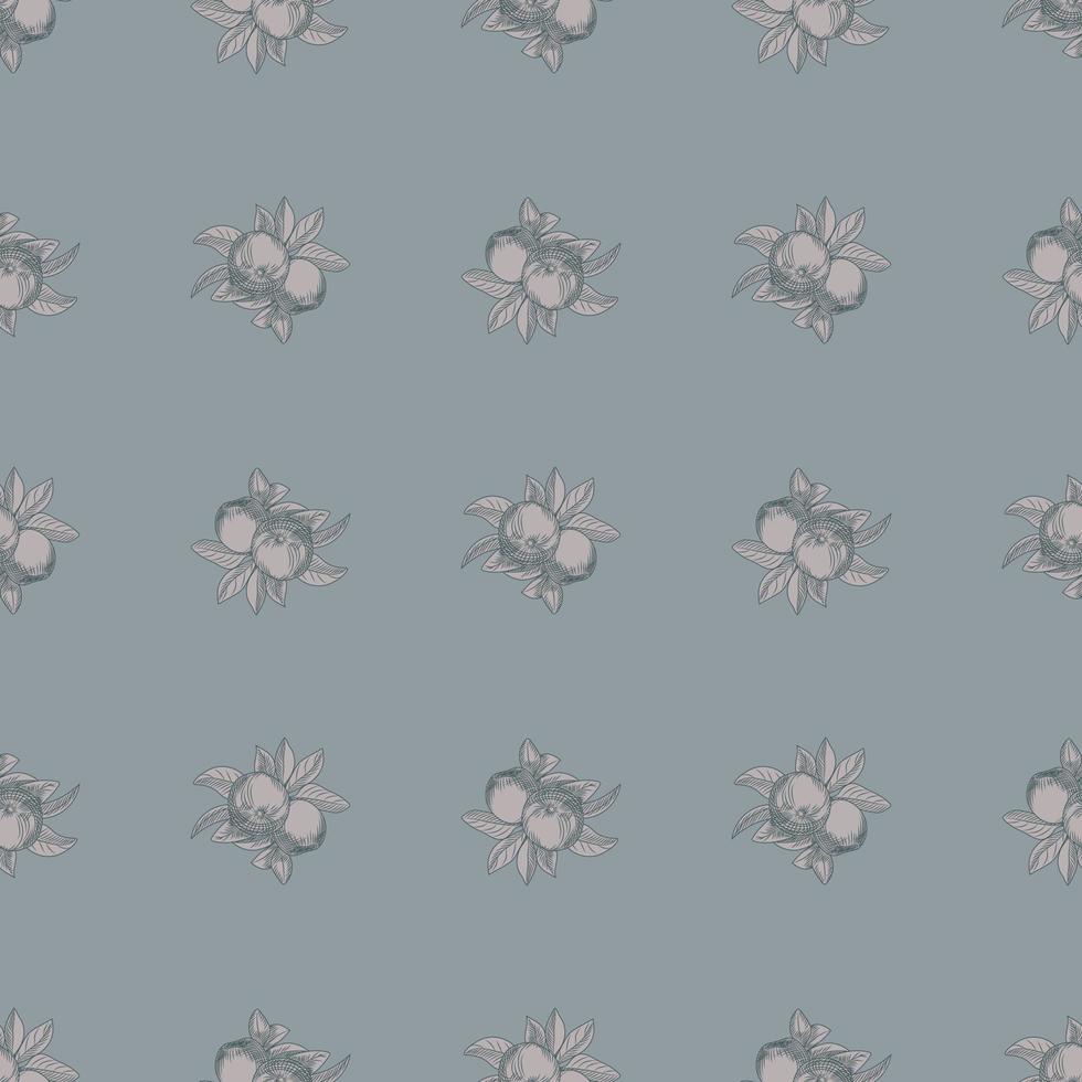 Apples seamless pattern on gray background. Vintage botanical wallpaper. vector