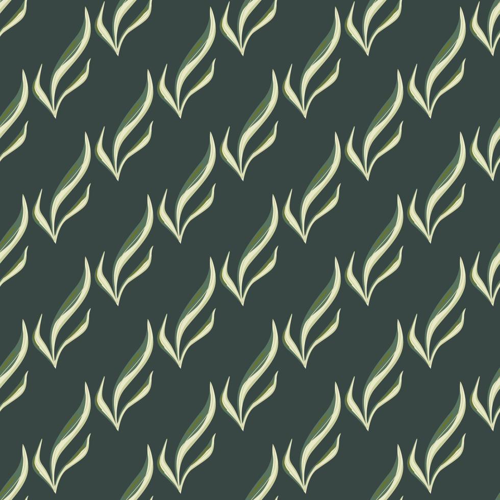 Seamless pattern seaweed on dark teal background. Marine flora templates for fabric. vector