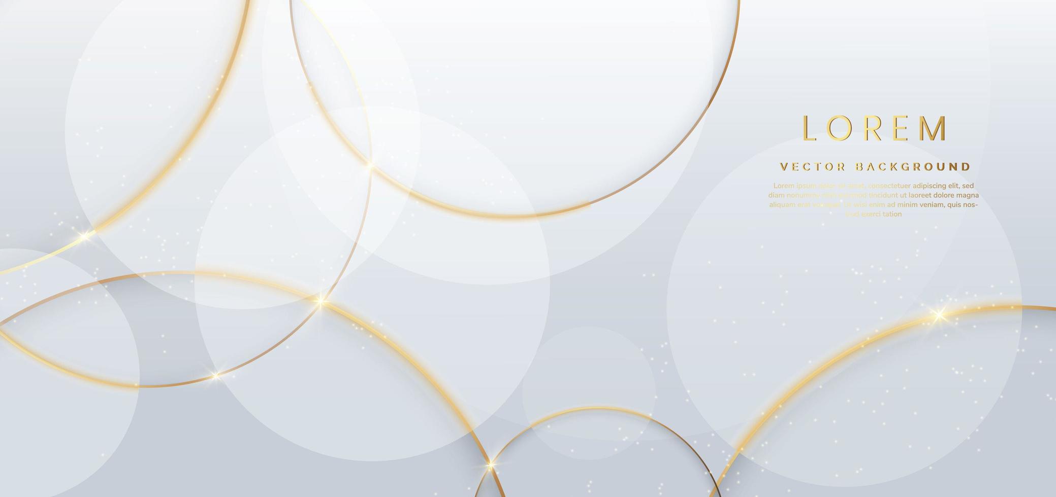 Abstract gold circles lines overlapping on white background. vector