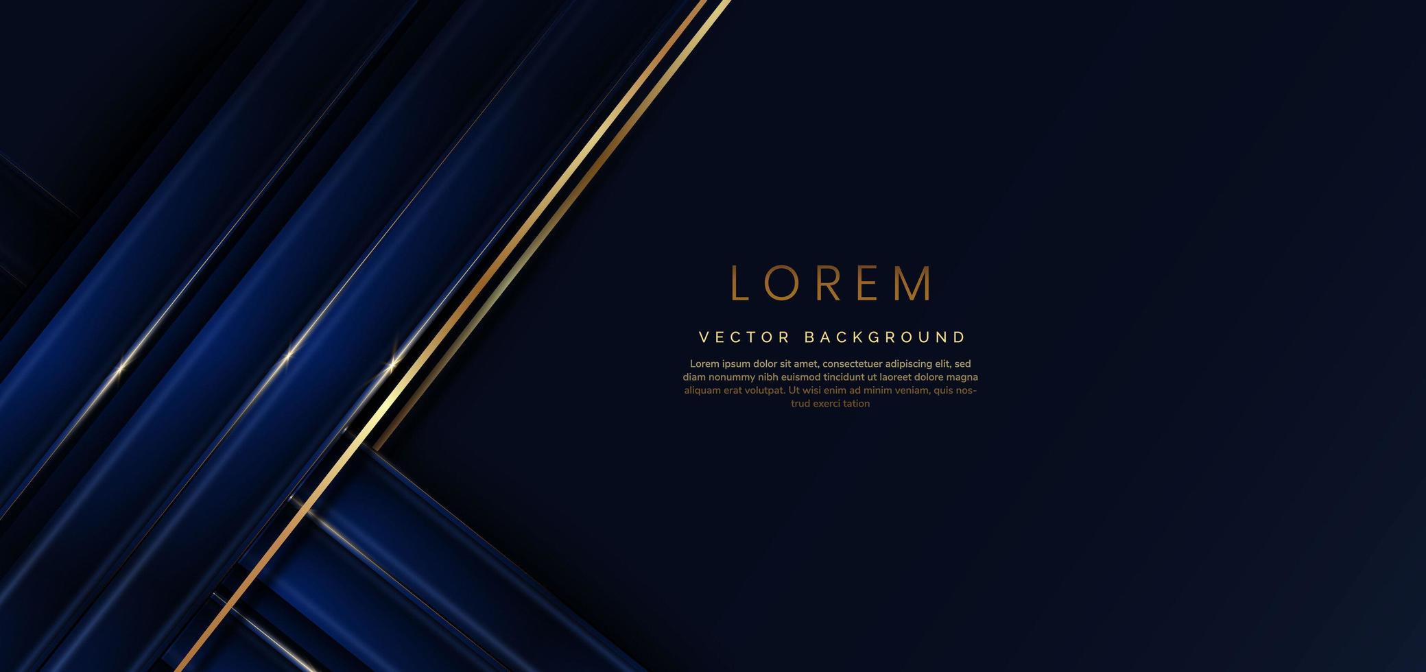 Abstract template blue geometric diagonal background with golden line. Luxury style. vector