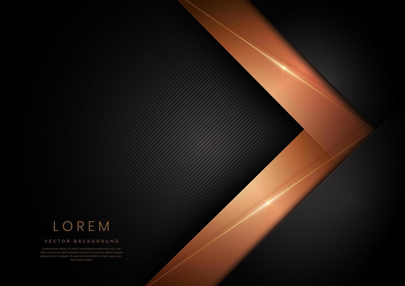 Abstract template black and gold geometric diagonal on black background with golden line. Luxury style. vector