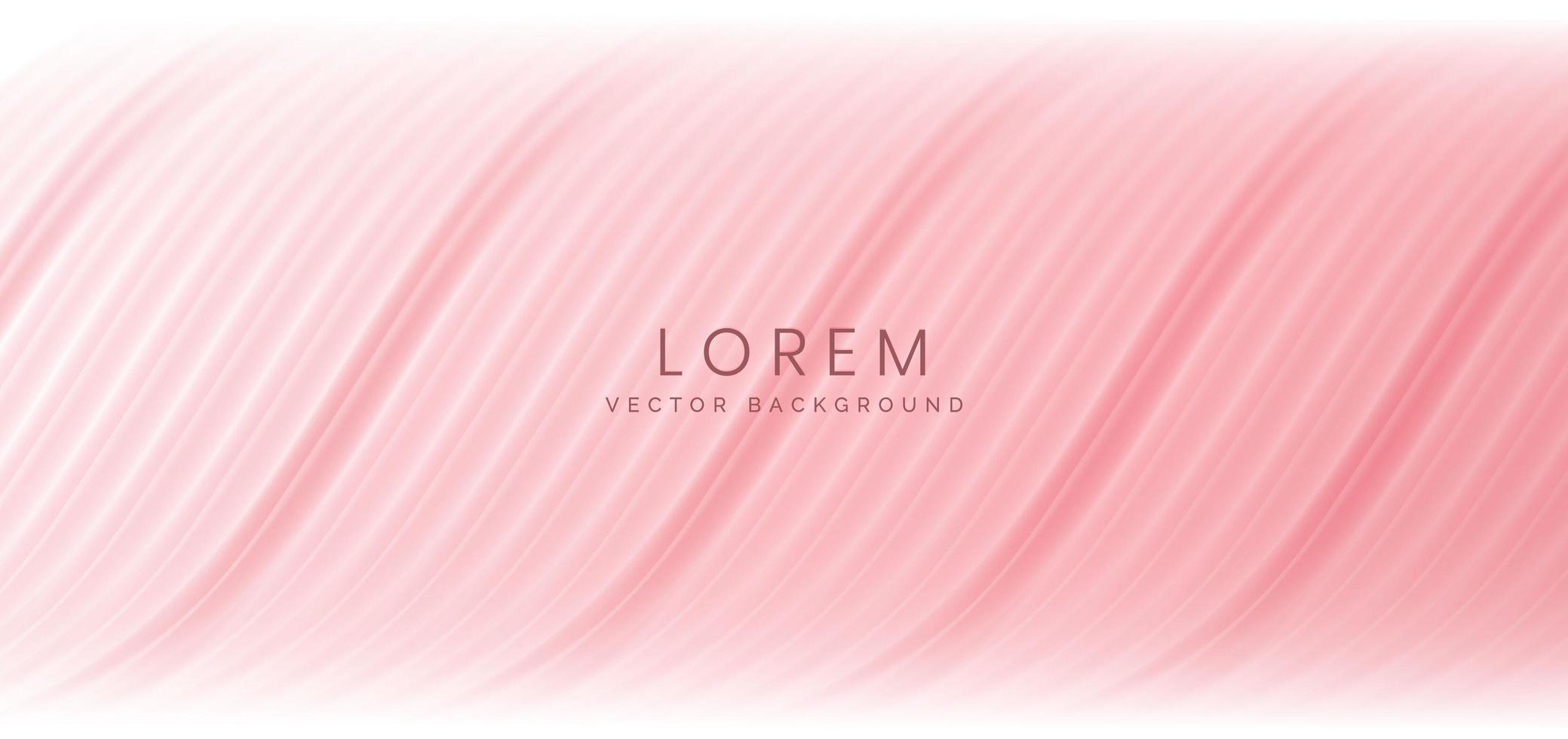 pink color curved wavy curtain backgroung and texure. Minimal scecne studo room. vector