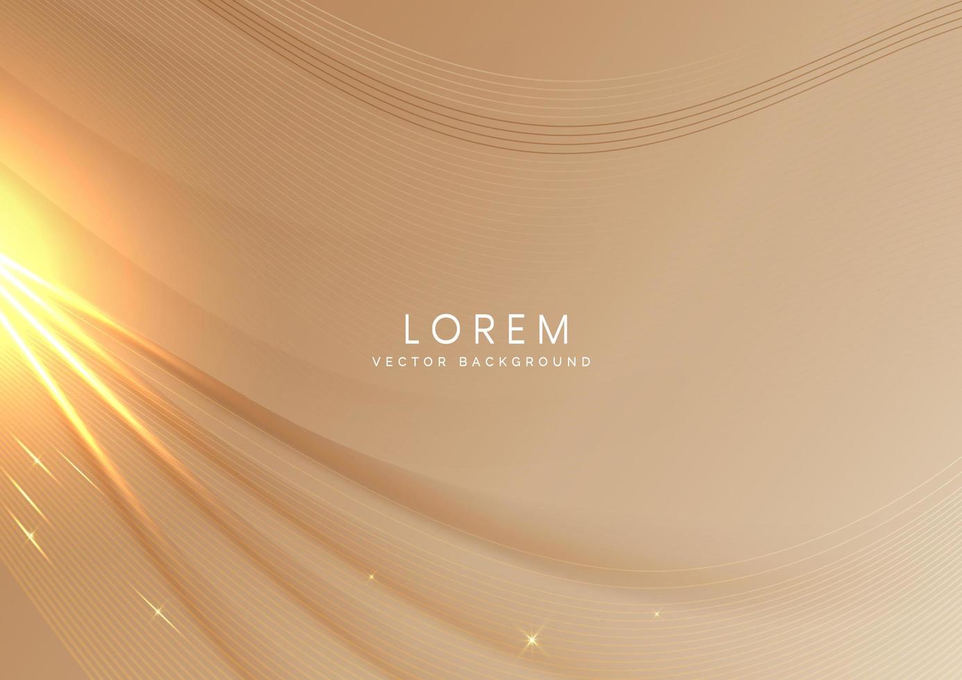 Fondo abstracto capa de onda de plantilla de banner de lujo marrón suave con ondas de líneas elegantes doradas. diseño de concepto de lujo. vector