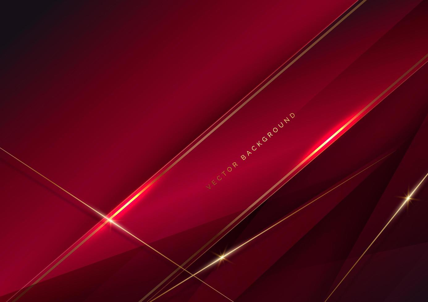 Abstract luxury red elegant geometric diagonal overlay layer background with golden lines. vector