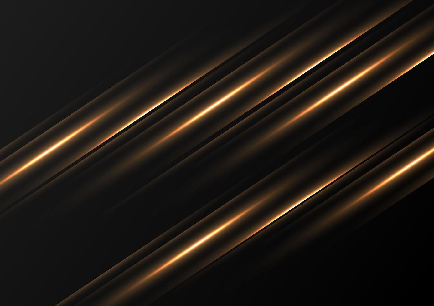 Abstract 3d luxury black background with diagonal geometric glowing golden effect lines. vector