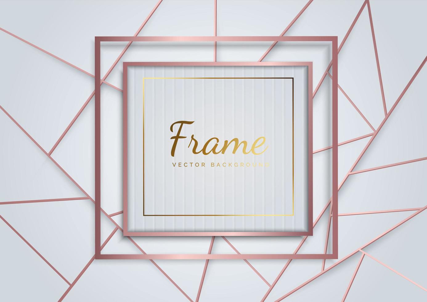 Abstract luxury rose gold geometric triangles line on white background. Frame square. vector