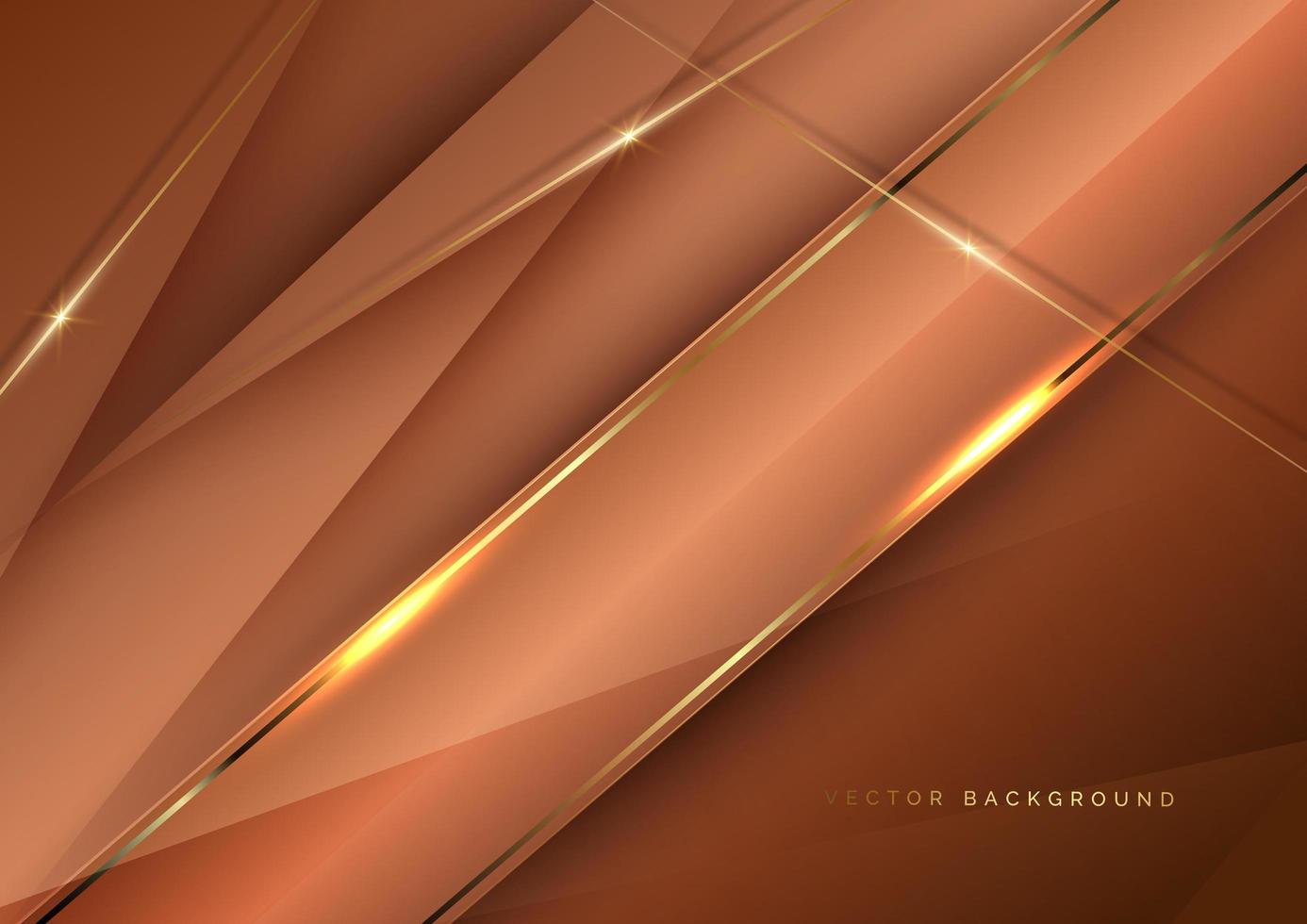 Abstract luxury brown elegant geometric diagonal overlay layer background with golden lines. vector