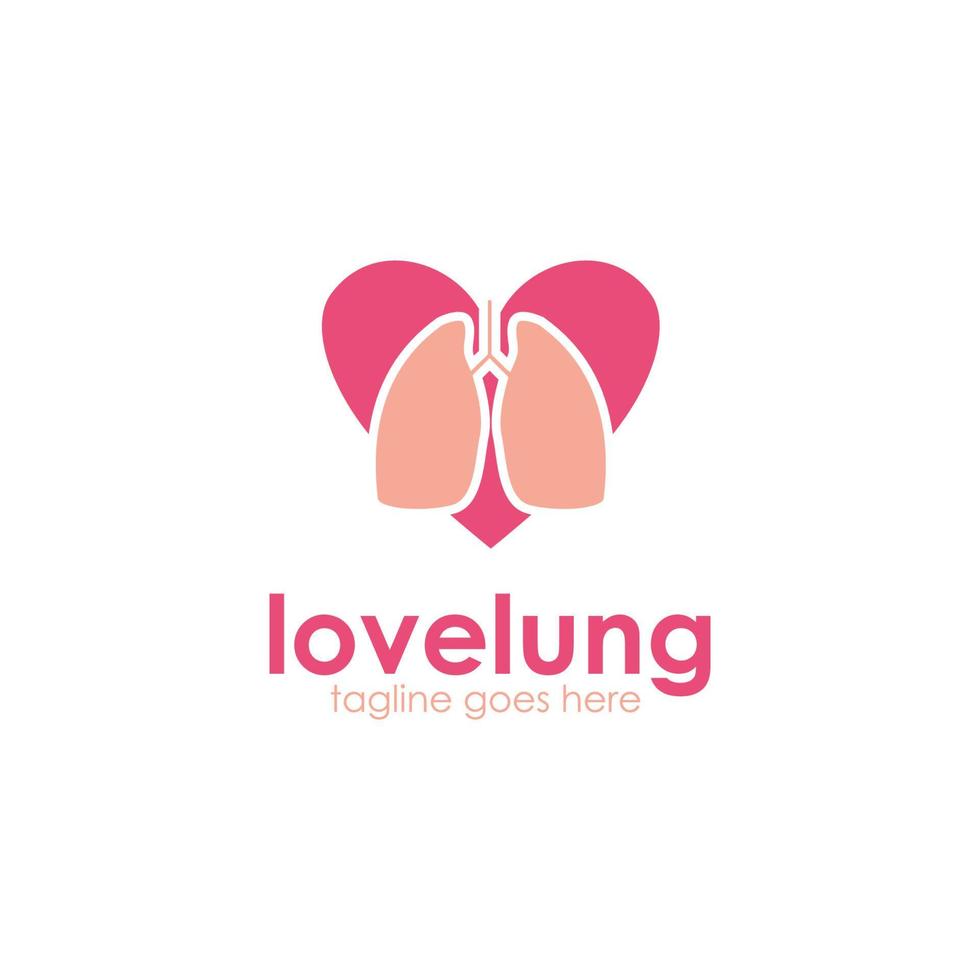 Love Lung logo design template with love icon, simple and unique. perfect for business, company, medice, etc. vector