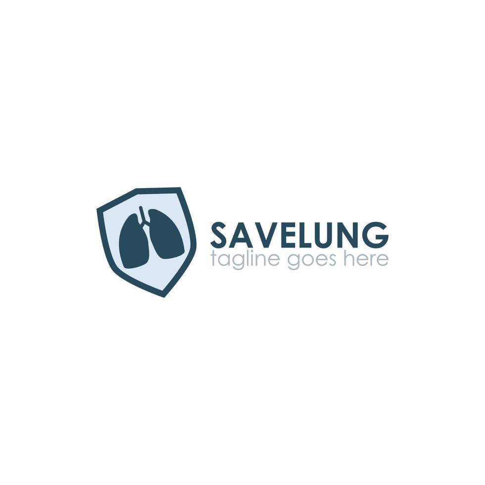 guarde la plantilla de diseño del logotipo de pulmón con placa, simple y única. perfecto para negocio, médico, empresa, salud, etc. vector