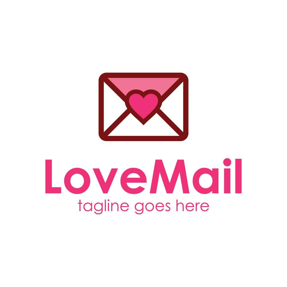 plantilla de diseño de logotipo de correo de amor con icono de hogar simple y único. perfecto para negocios, empresa, tienda, móvil, aplicación, icono, etc. vector