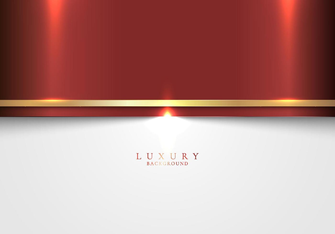 Abstract elegant template red shiny metallic stripes with golden lines on white background vector