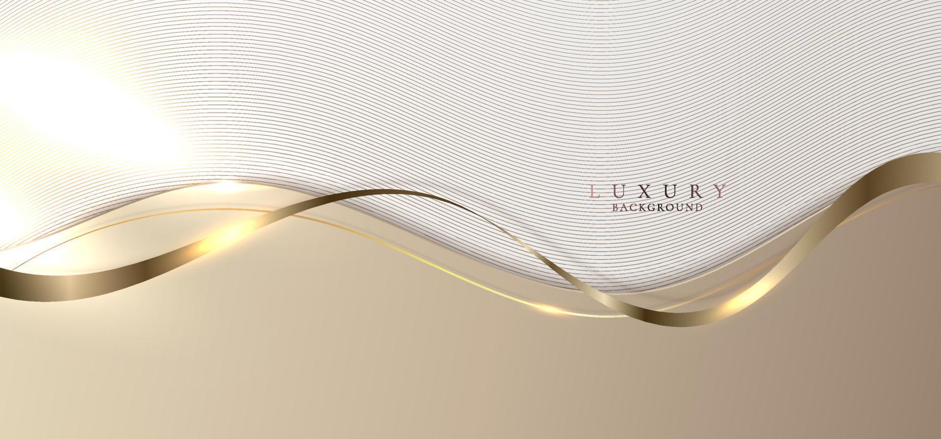 Template abstract elegant brown wave curved shape layer with golden