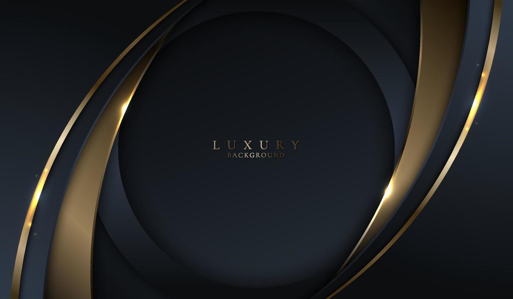 Abstract template elegant 3D blue and gold curve with lighting on dark blue background vector
