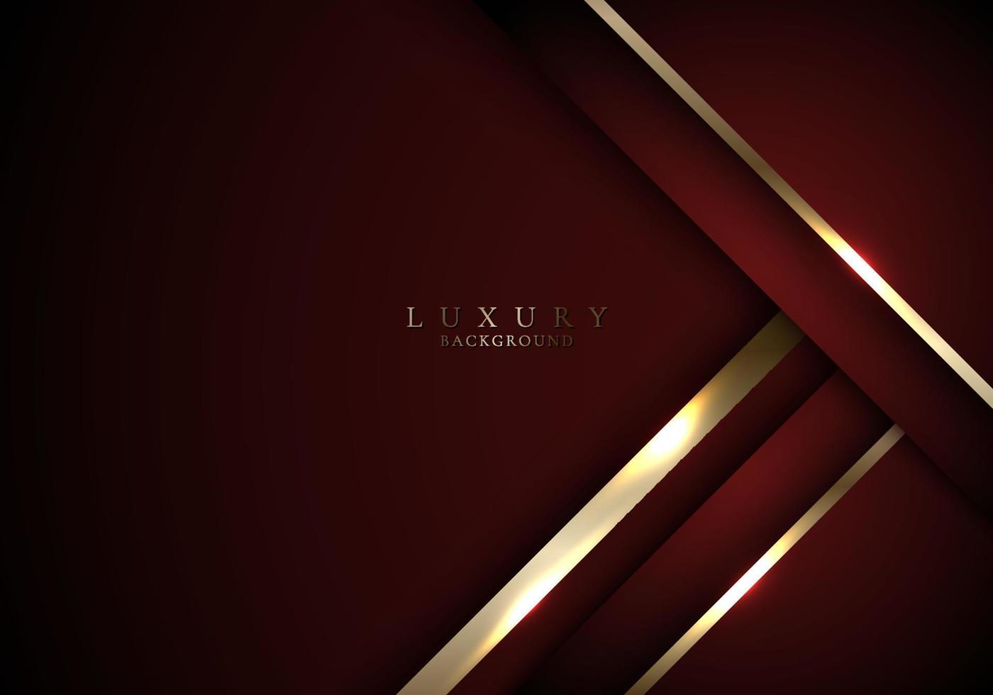 Abstract 3D red and golden stripes triangles shapes with shiny gold lines lighting effect on dark background template luxury style vector