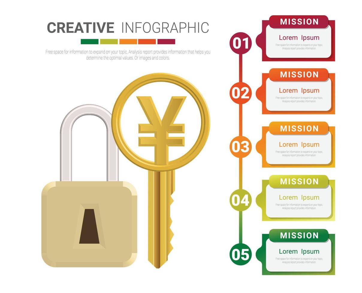 Creative business key info-graphics flat design vector