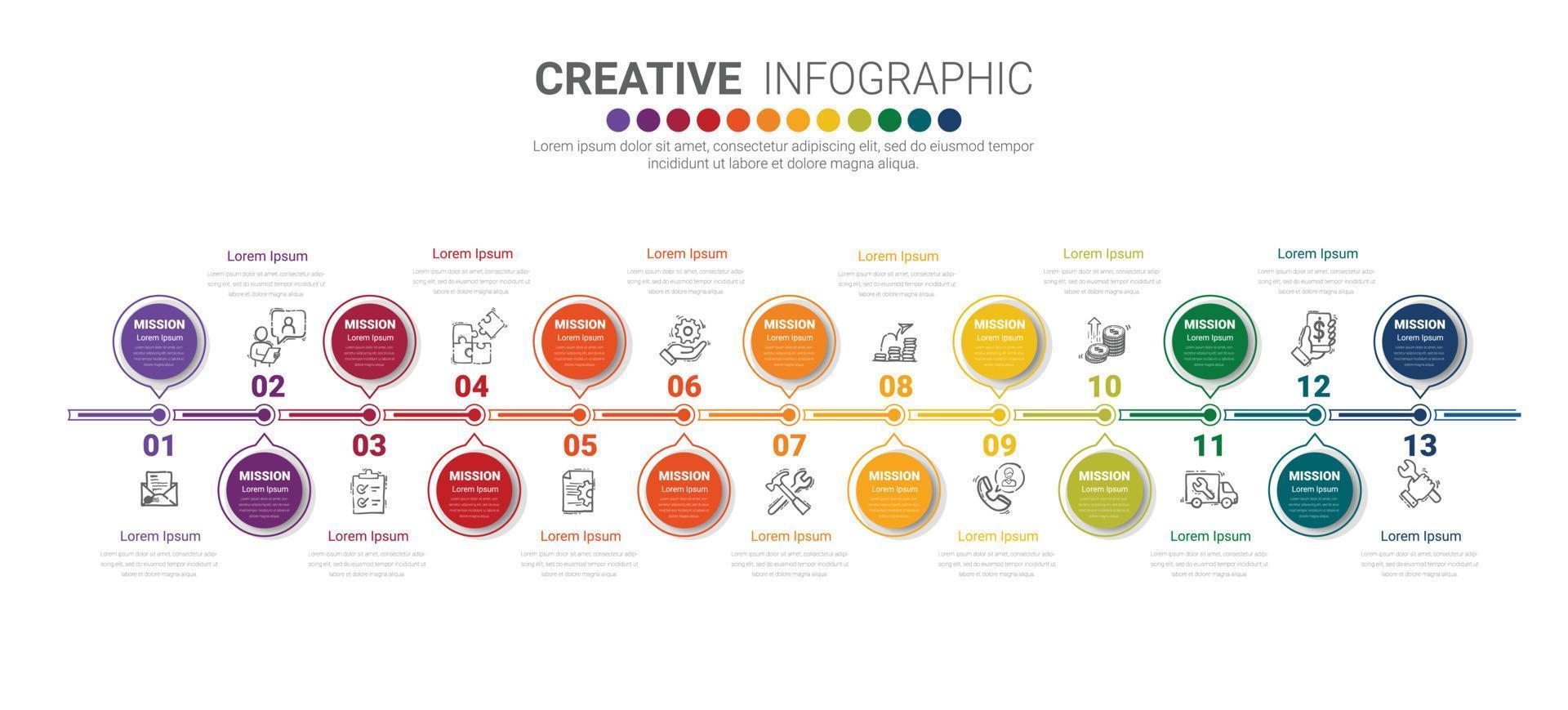 Infographic design template with numbers 13 option vector