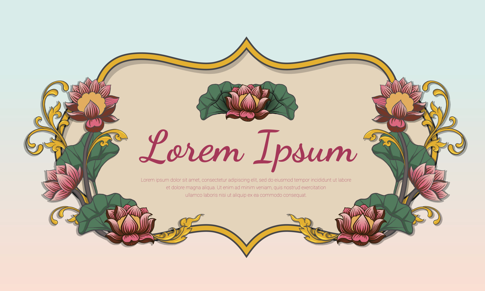 Lotus frame, Template for wedding invitation, greeting card 5676328