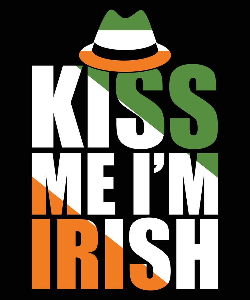 bésame, soy un diseño irlandés de camisetas o afiches con sombrero de duende. para la celebración del día de san patricio. eps 10 vectoriales. vector