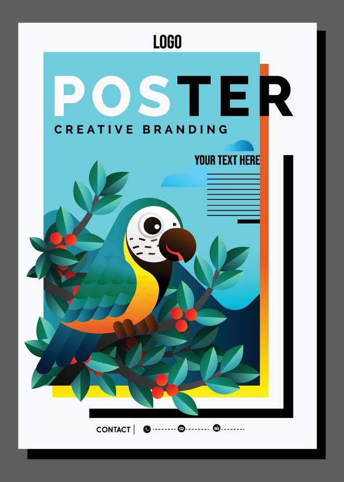 animal cartoon graphic style Modern design poster vector