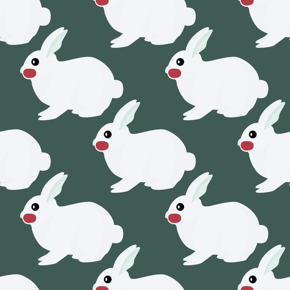 Seamless pattern of rabbit. Domestic animals on colorful background. Vector illustration for textile.