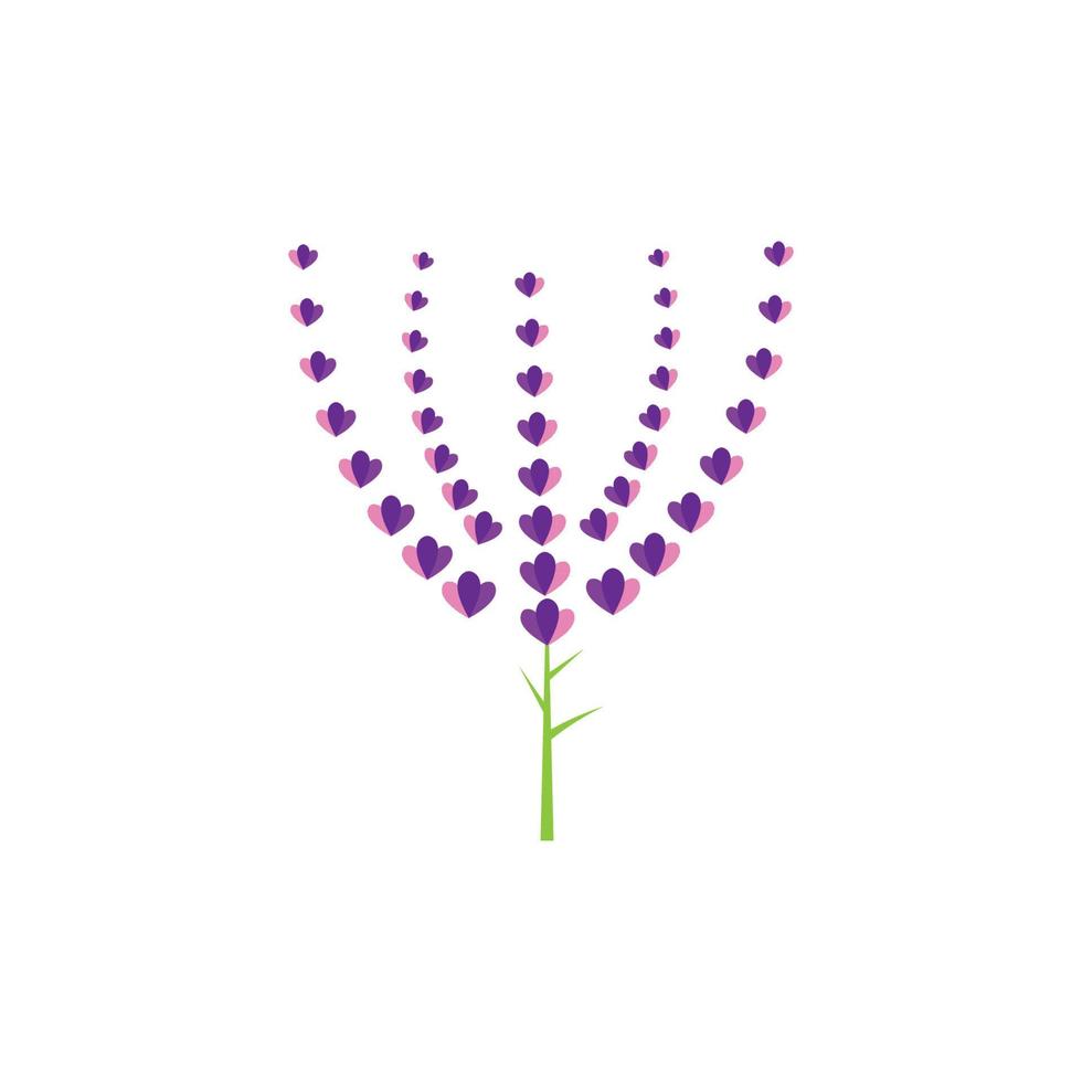 diseño plano de vector de logotipo de flor de lavanda fresca