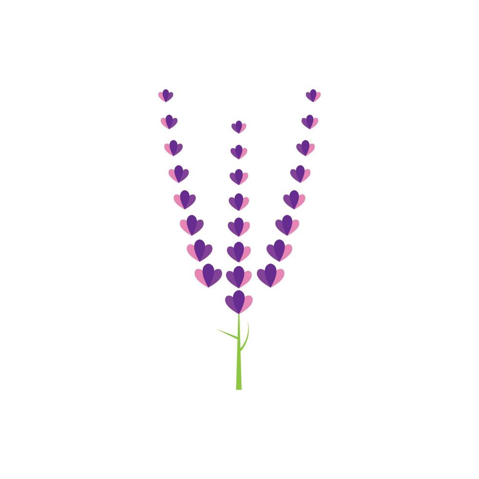 diseño plano de vector de logotipo de flor de lavanda fresca