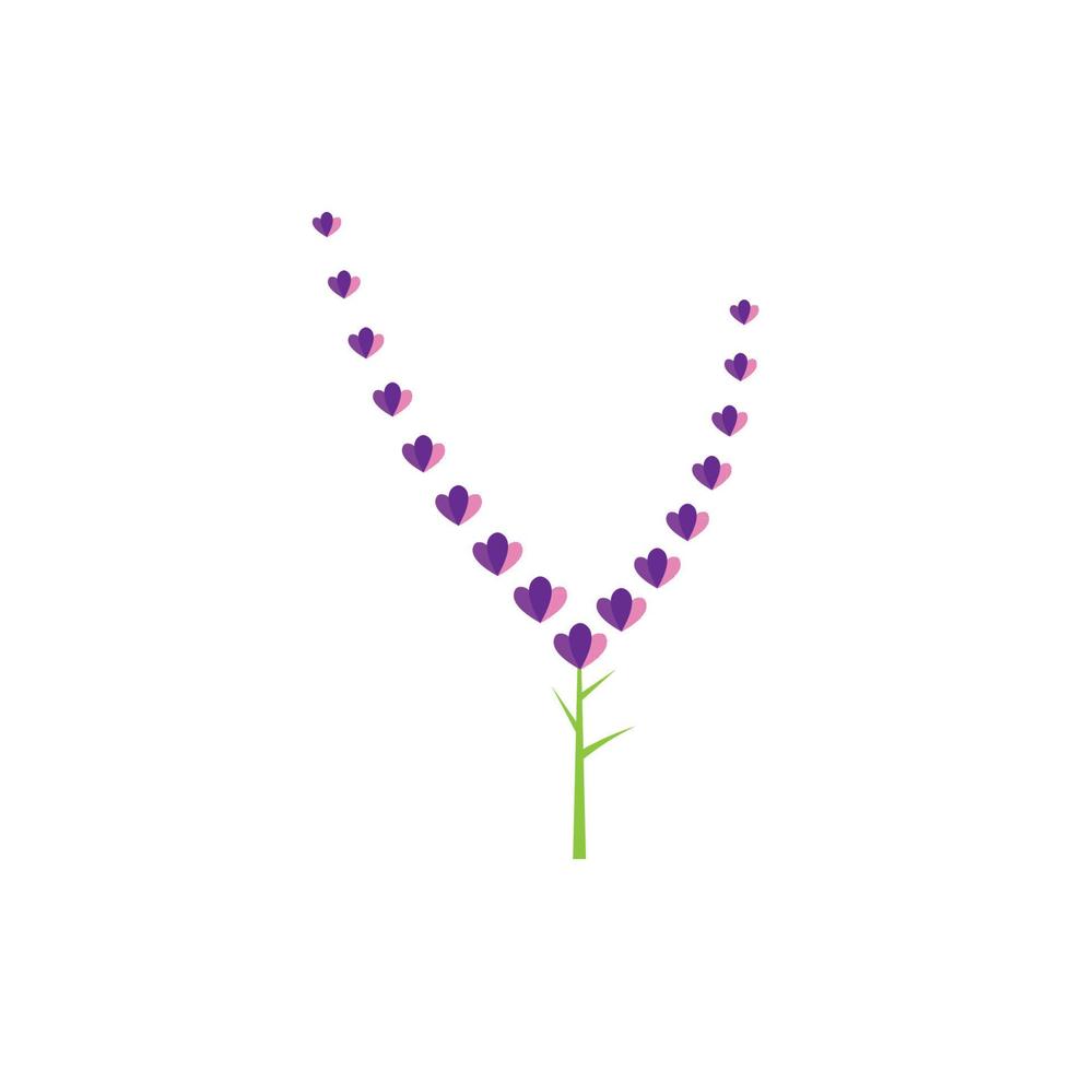 diseño plano de vector de logotipo de flor de lavanda fresca