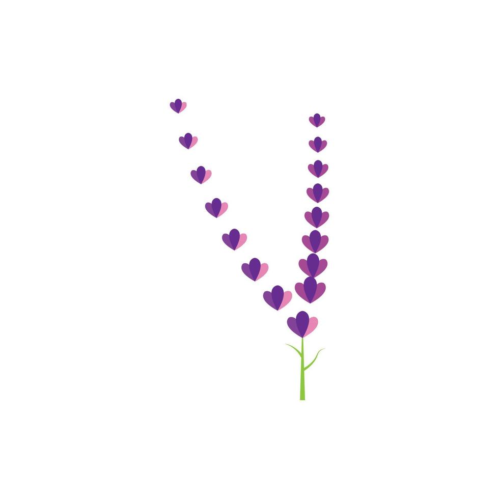 diseño plano de vector de logotipo de flor de lavanda fresca