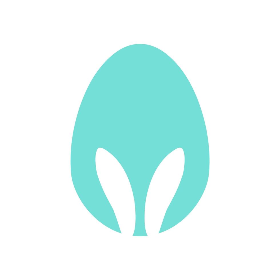 Easter egg shape with bunny ears silhouette vector