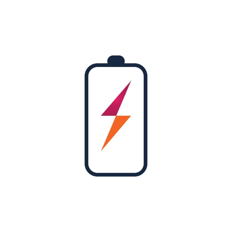 plantilla de diseño de ilustración vectorial del icono del logotipo de la batería de alimentación. icono del vector de carga de la batería. potencia de la batería y logotipo del relámpago