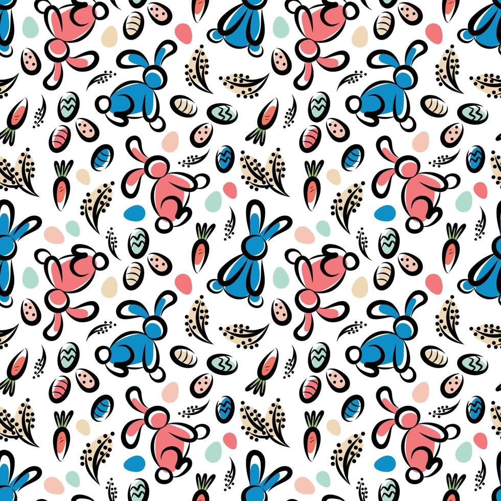 Pattern with bunnies and carrots for Easter vector