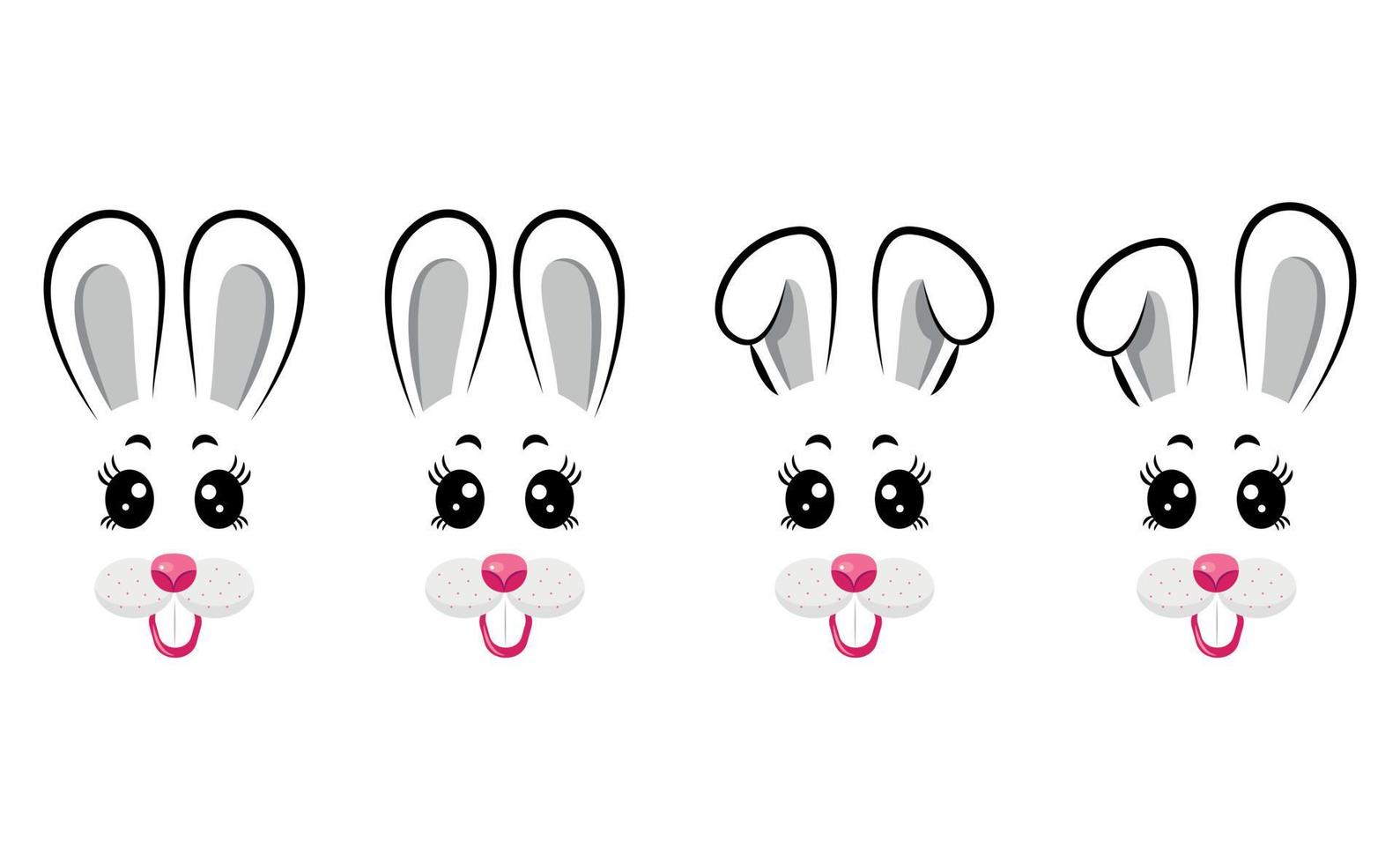 Set of happy bunny masks vector
