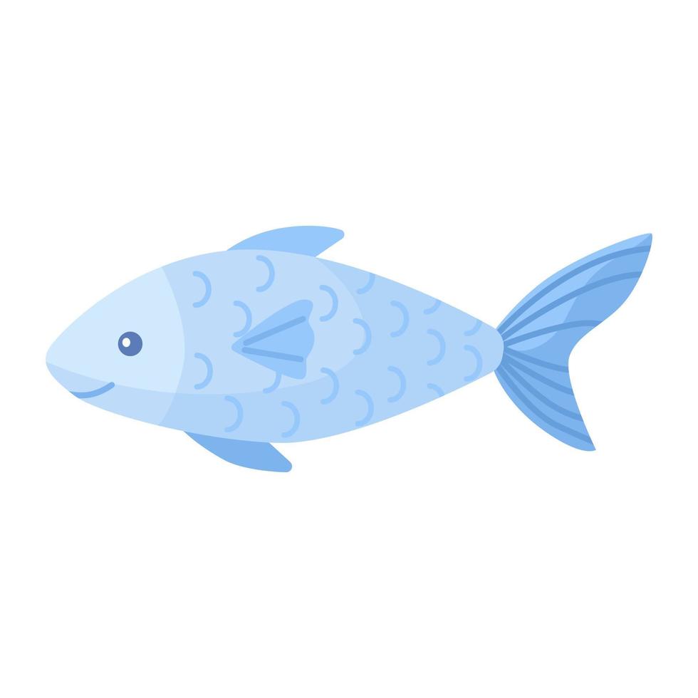 Fish isolated on white background. Cartoon character of ocean for children. Simple kid print fish. vector