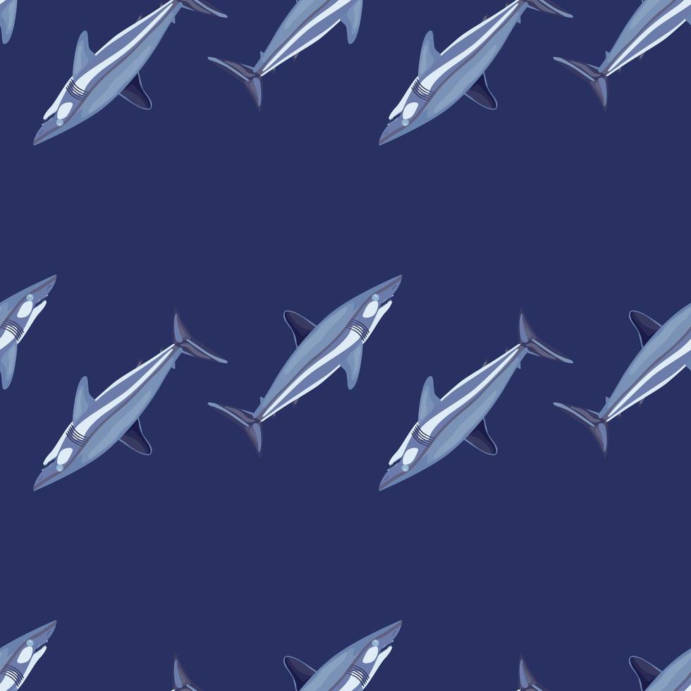 Seamless pattern shark Mako on bright blue background. Animal templates for fabric. vector