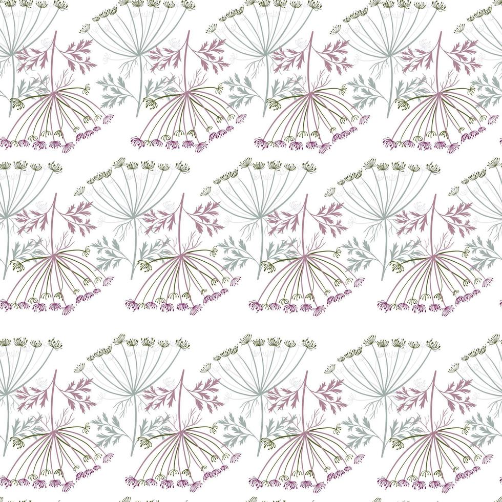 Purple and blue colored dill umbrella elements seamless doodle pattern. Isolated backdrop. Summer season. vector