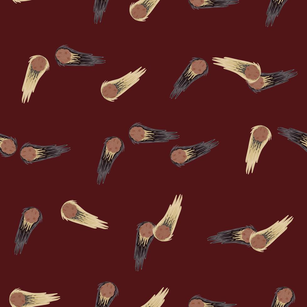 Meteor shower seamless pattern. Hand drawn comets fly background. vector