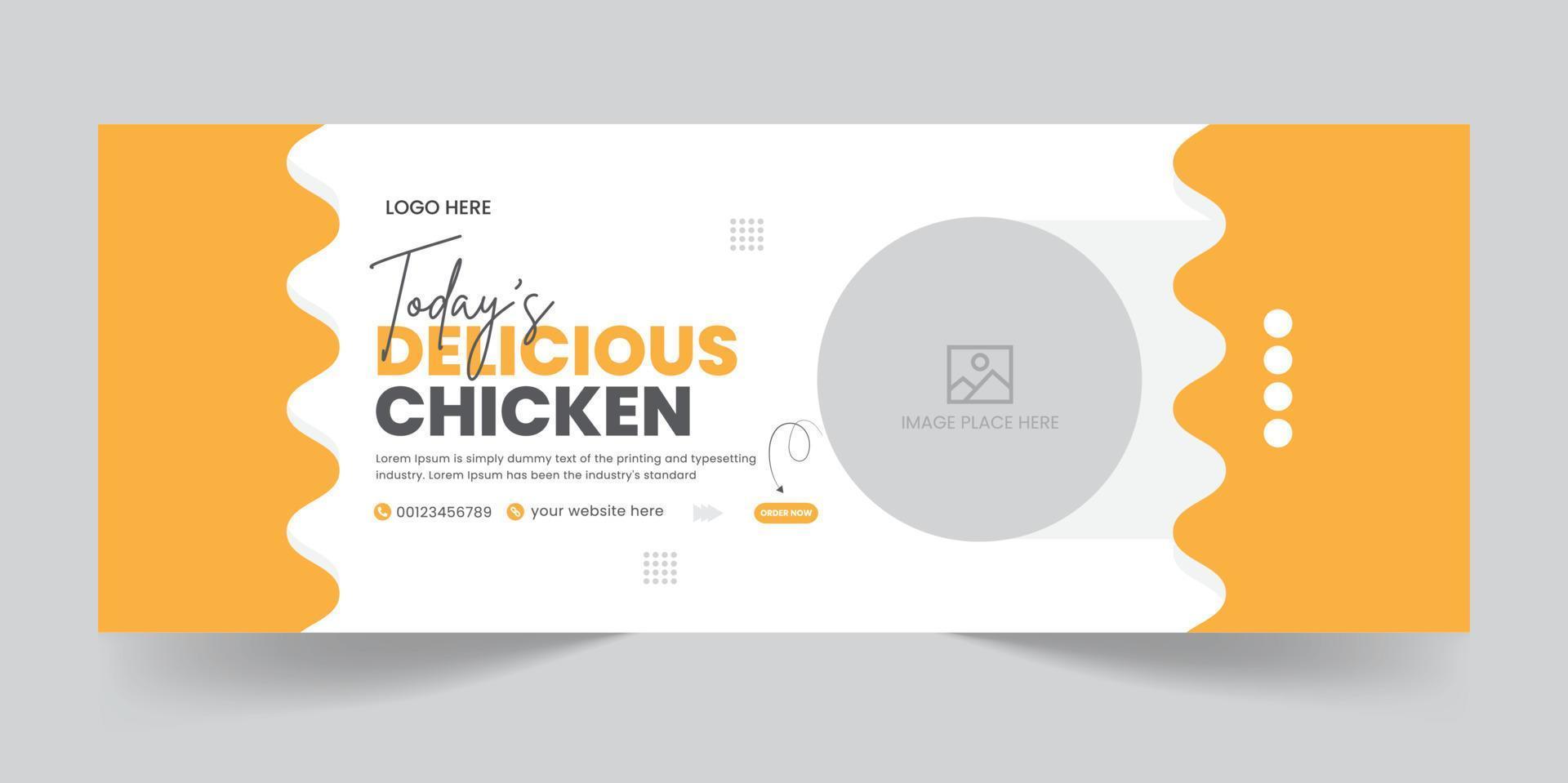 Chicken food social media timeline cover or promotional web banner design template pro download vector