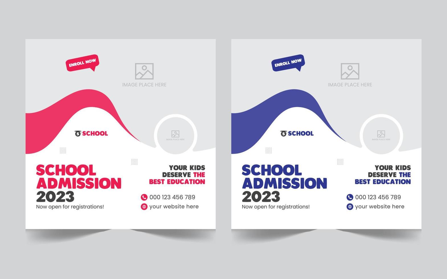 School and college education social media post, web banner and promotional banner ads design template pro download vector