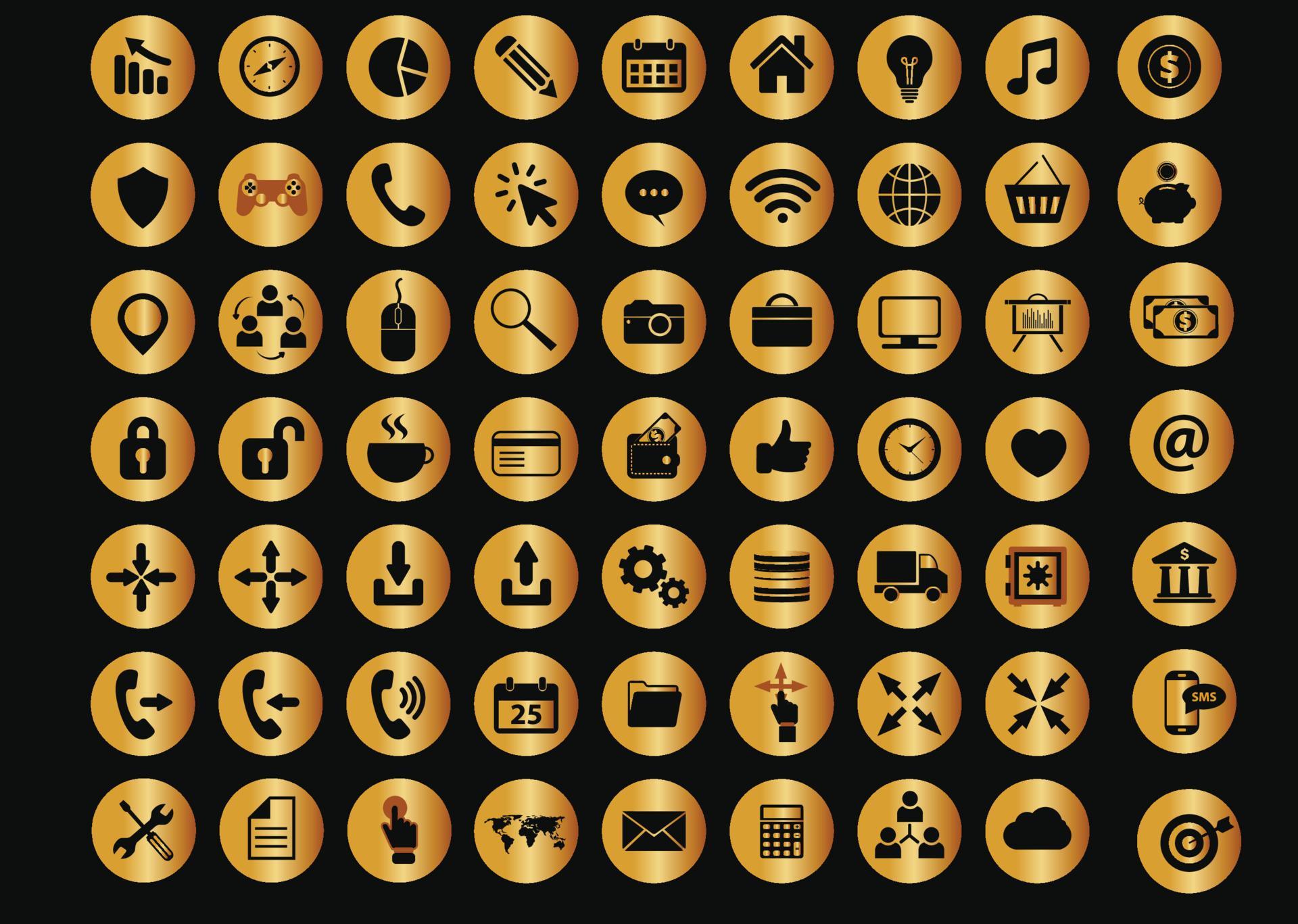 App icons set gold 5677196 Vector Art at Vecteezy