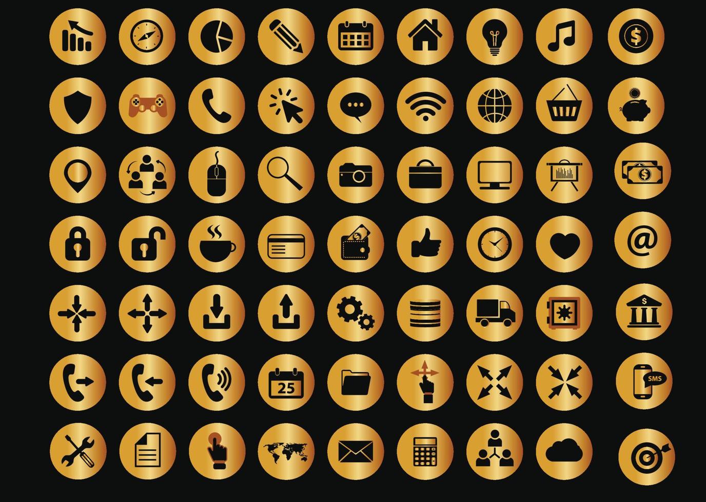 conjunto de iconos de aplicaciones de oro vector