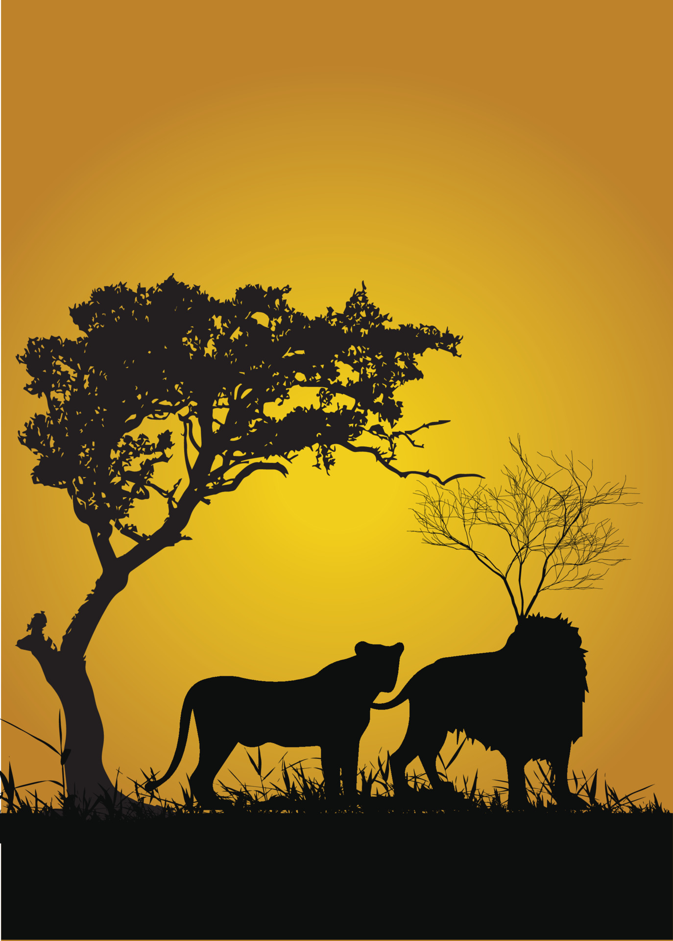 Silhouette of an African lion 5677202 Vector Art at Vecteezy