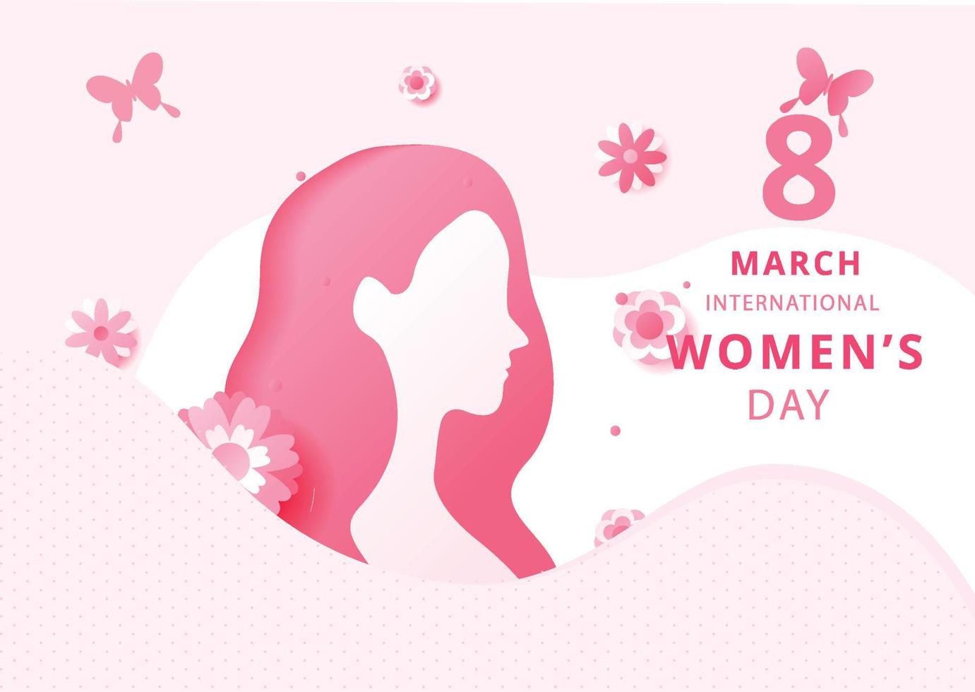 International women s day side view paper style vector