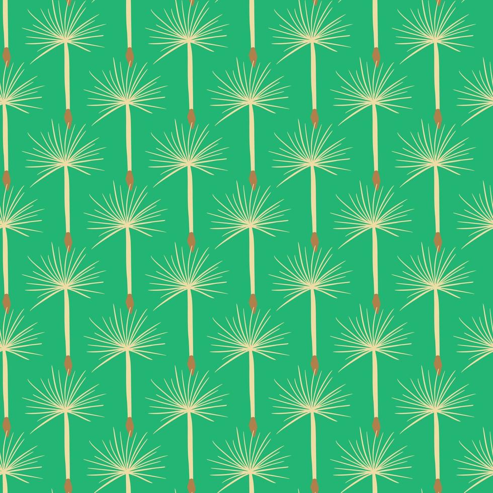 Abstract botanic seamless pattern with light dandelion ornament print. Green bright background. vector