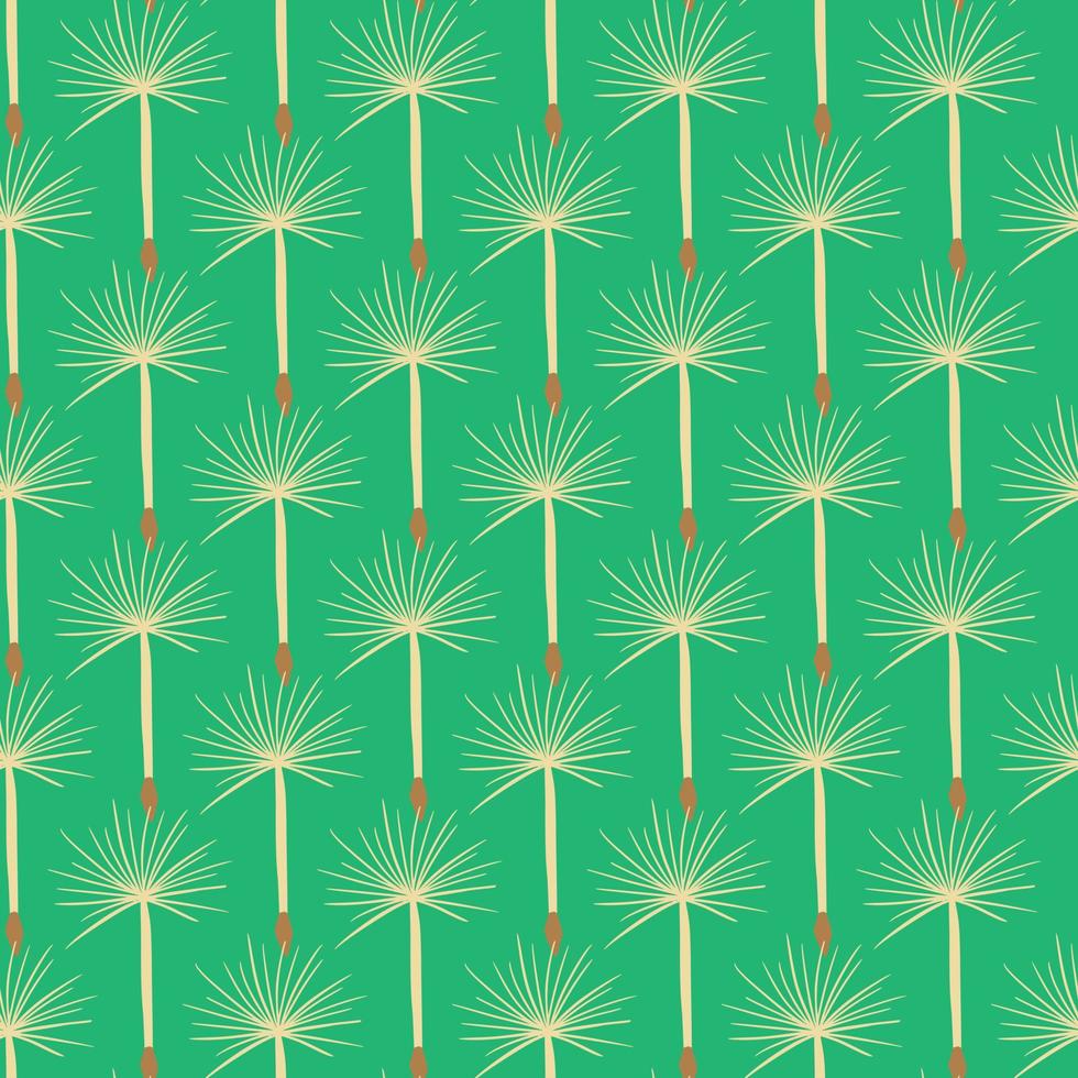 Abstract botanic seamless pattern with light dandelion ornament print. Green bright background. vector