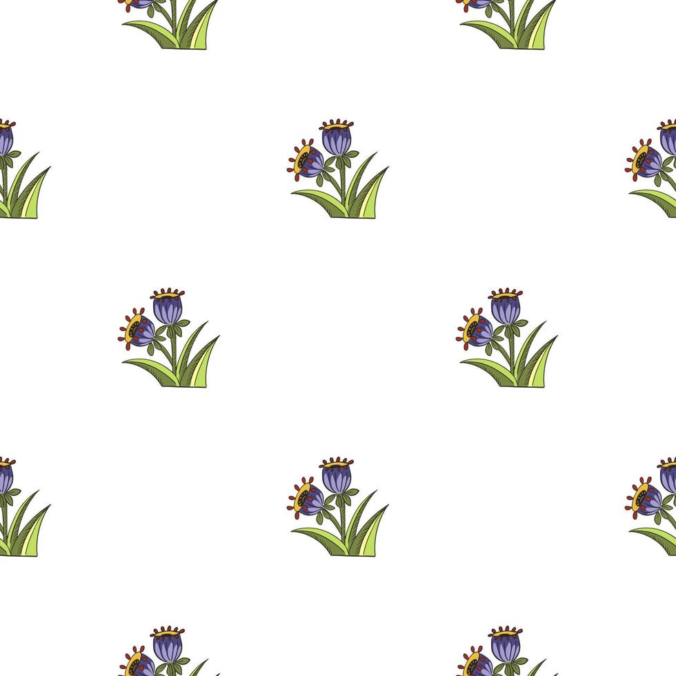 Summer seamless pattern with isolated blue bell print. White background. Cute field flowers artwork. vector