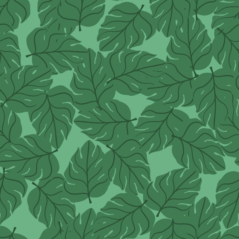 Monstera de color turquesa y verde deja un patrón sin costuras. adorno de follaje tropical. vector