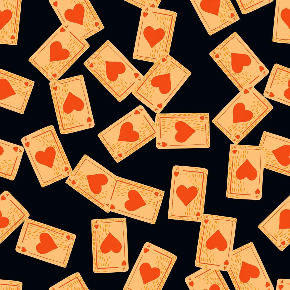 Game cards seamless pattern. Design gambling. Repeated texture in doodle style. vector