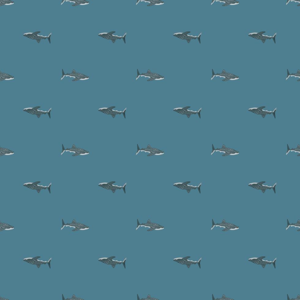 Whale shark seamless pattern in scandinavian style. Marine animals background. Vector illustration for children funny textile.