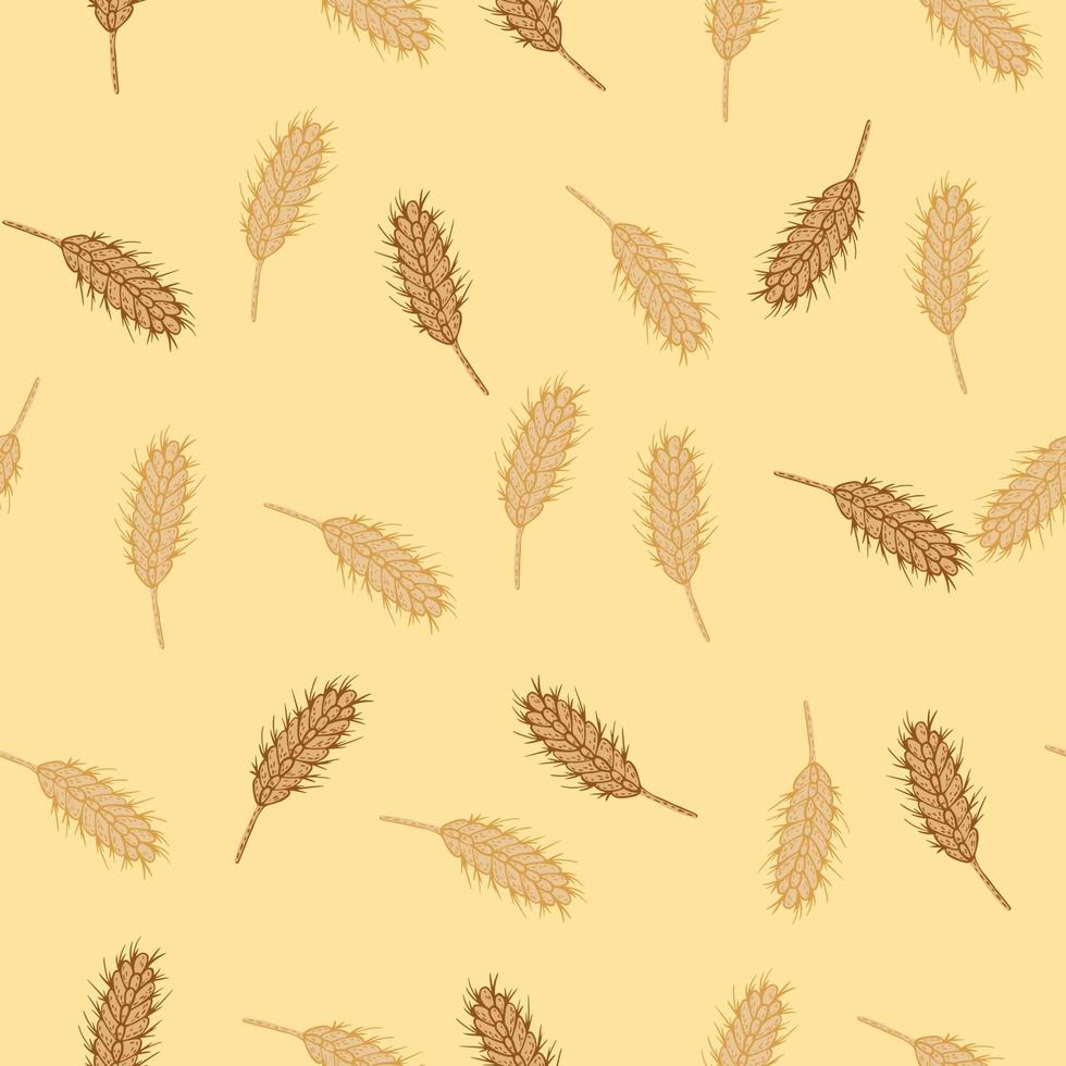 Wheat seamless pattern. Cereal crop sketch. vector