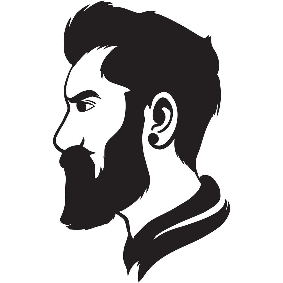 face Men With Beard Mustache, vector illustration